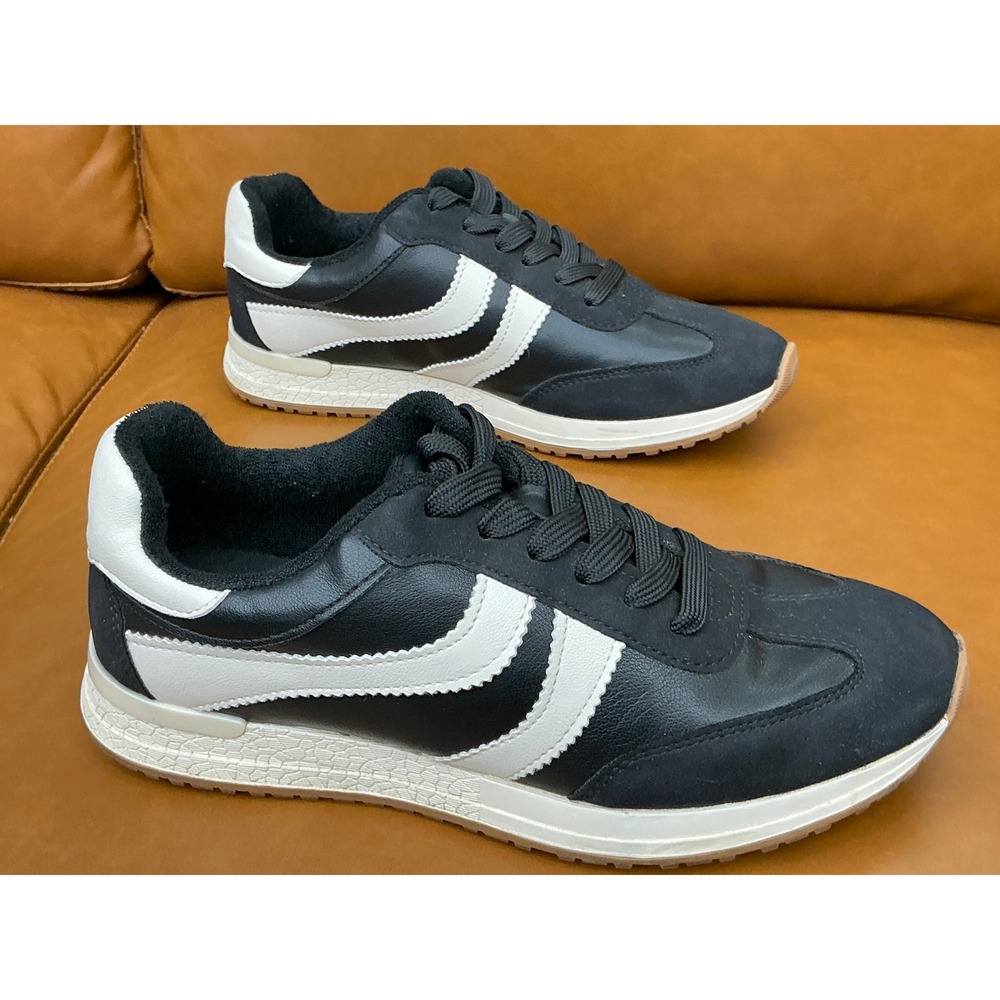Jarry Sneakers Womens 6.5 Black Low Top Lace Up Retro Athletic Shoes